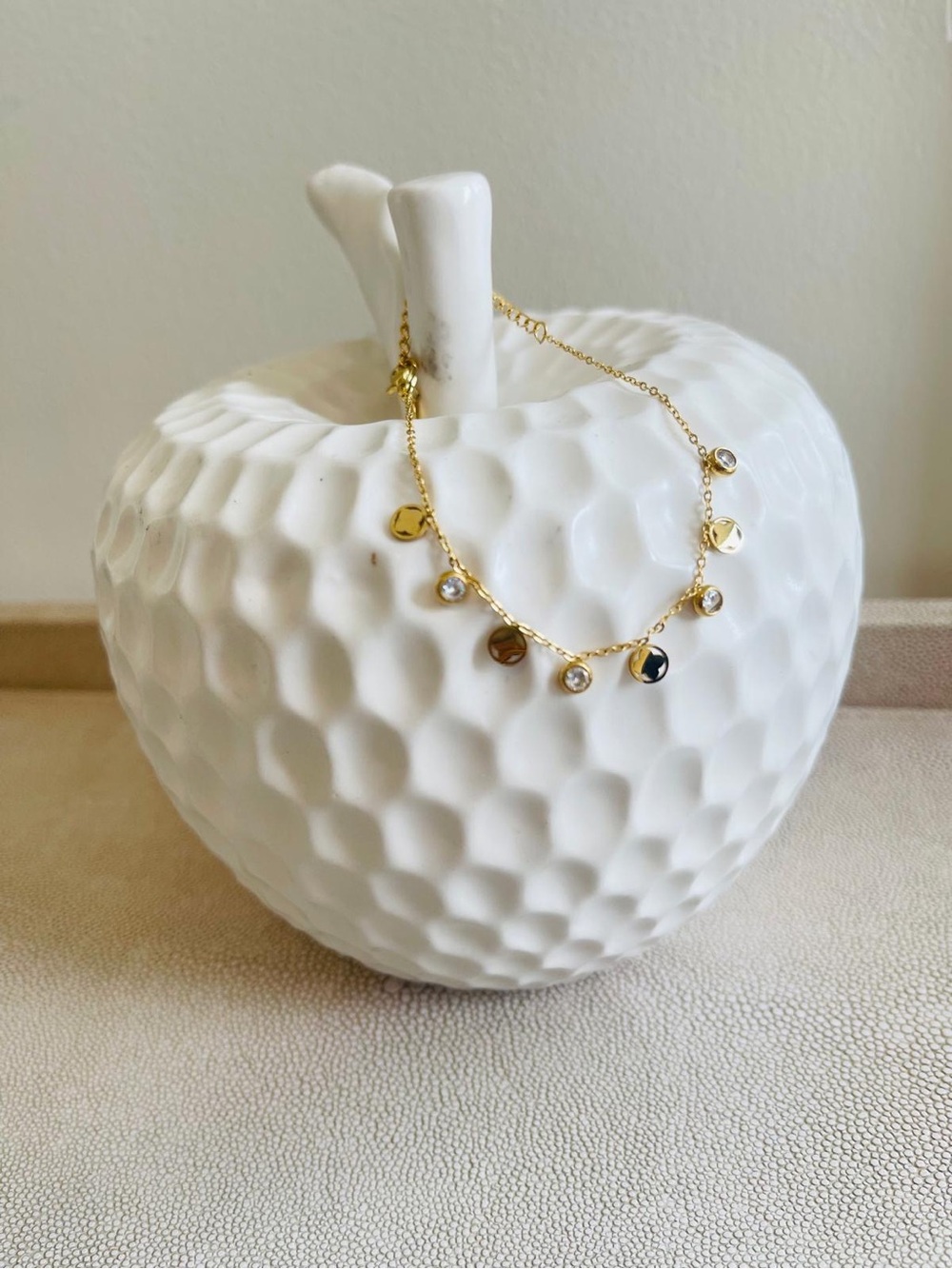 Gold Tone Disc & Crystal Charm Bracelet - Women's Jewelry,